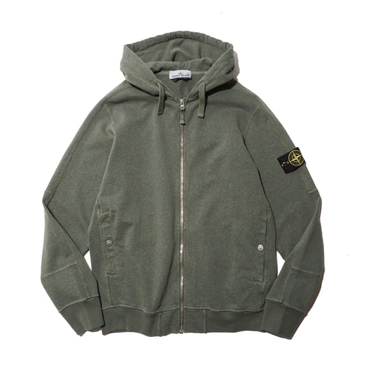 ‘OLD’ TREATMENT HOODED FULL ZIPPER SWEATSHIRT "MUSK" - PLG